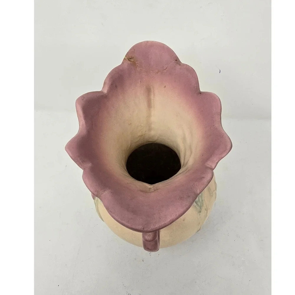 Vtg 1940s Hull Pottery Magnolia pattern‎ double handle vase USA cottagecore MCM